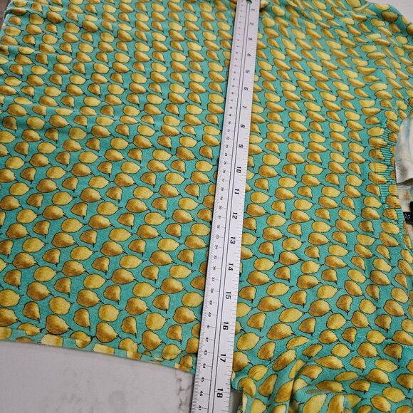 Talbots Sweater LP Faux Button-Back Pear Print Green Yellow Cottagecore - Picture 9 of 10